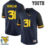 Youth West Virginia Mountaineers NCAA #31 Jawaun McMillan Navy Authentic Nike Stitched College Football Jersey GU15M81CX